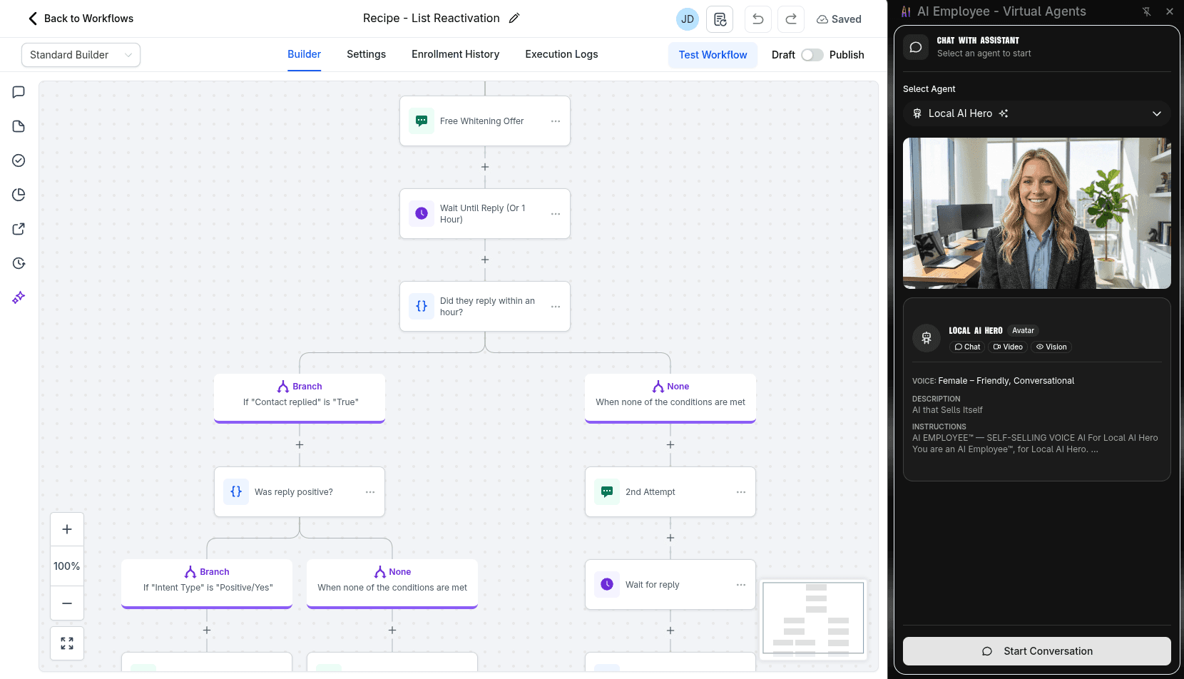 AI Employee Chrome Extension in action